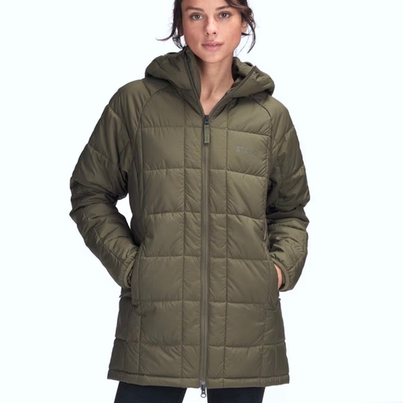 STOIC Olive Night Venture Insulated Parka Hooded Puffer Size Small - Picture 1 of 11